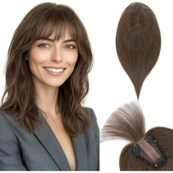 🤎 Real Human Hair Topper // Dark Brown ~ NIB! - Picture 7 of 9